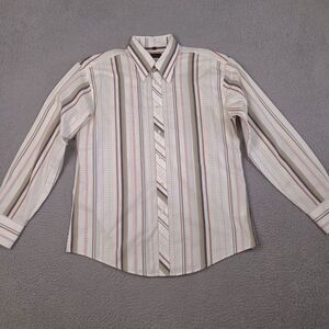 Ben Sherman Shirt Mens Large White Western Aztec Retro Theme‎ Long Sleeve